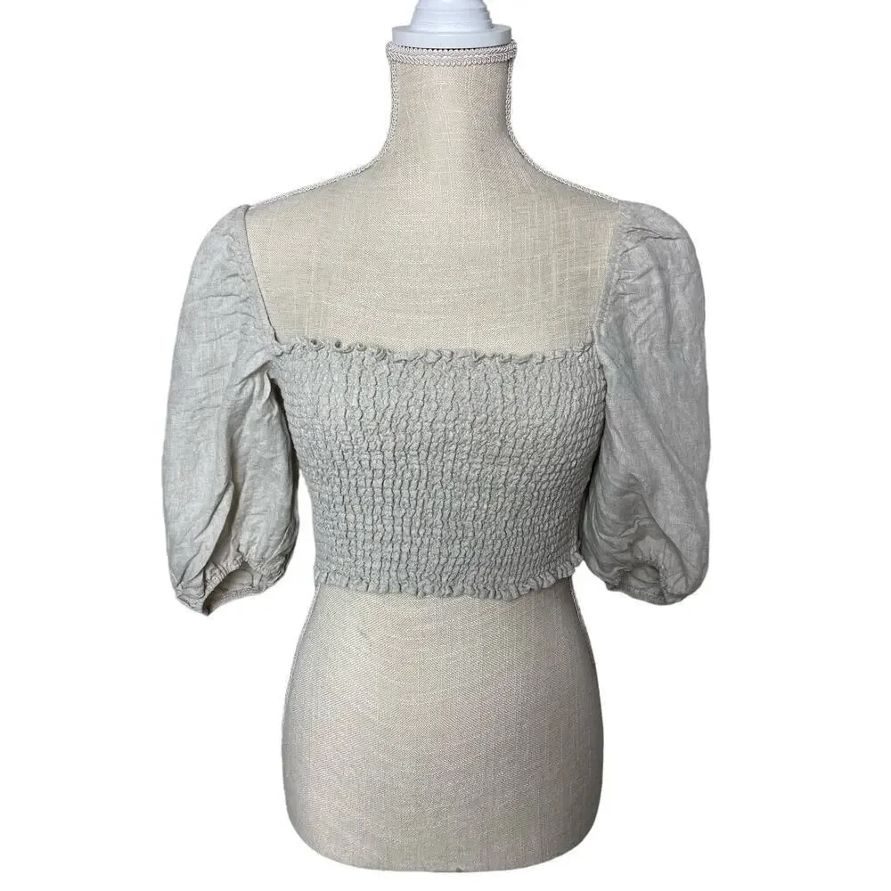 Reformation Scarlett Linen Cream Two Piece Set Size 8